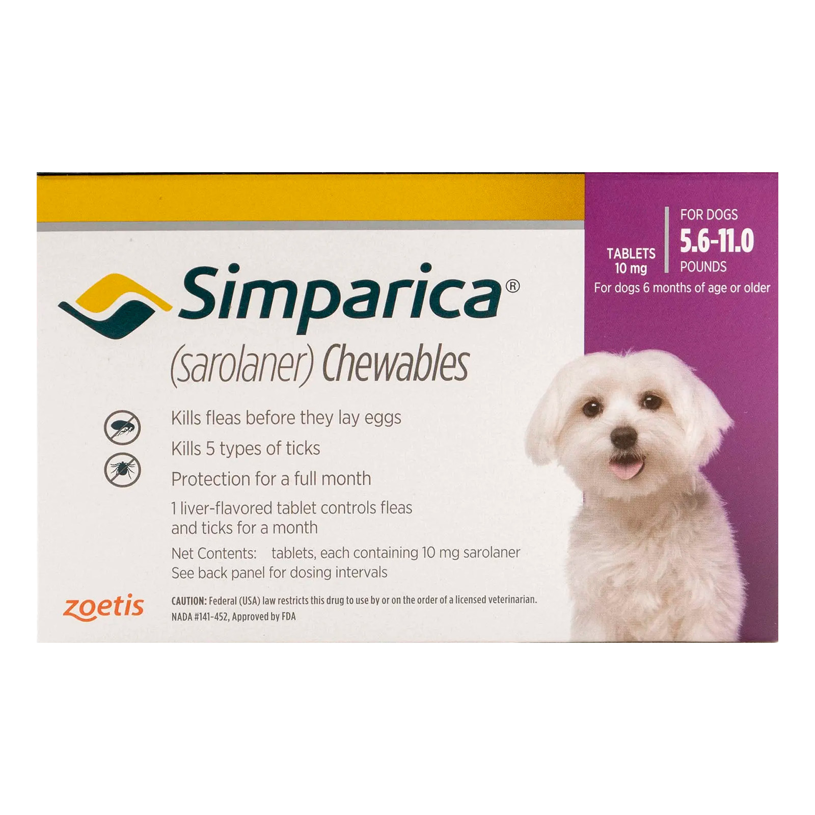 Simparica For Dogs 5.6-11 Lbs Purple 6 Pack